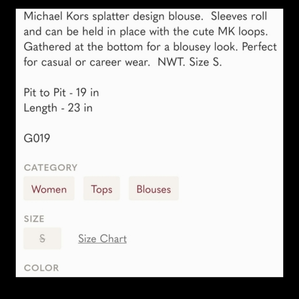 NWOT! MICHAEL KORS SPLATTER DESIGN BLOUSE - Picture 11 of 11